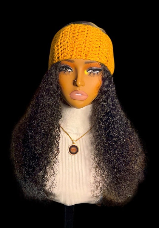 Regal Crochet Headband (Yellow)