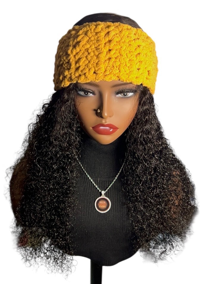 Regal Crochet Fluffy Headband (Yellow )