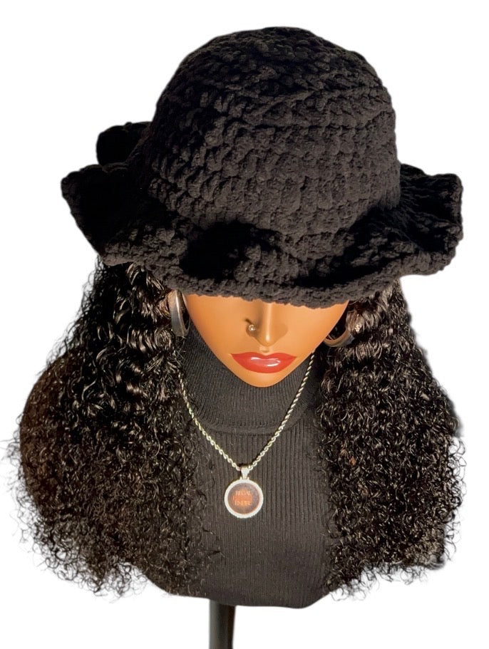 Regal Crochet Bucket Hat ( Black)