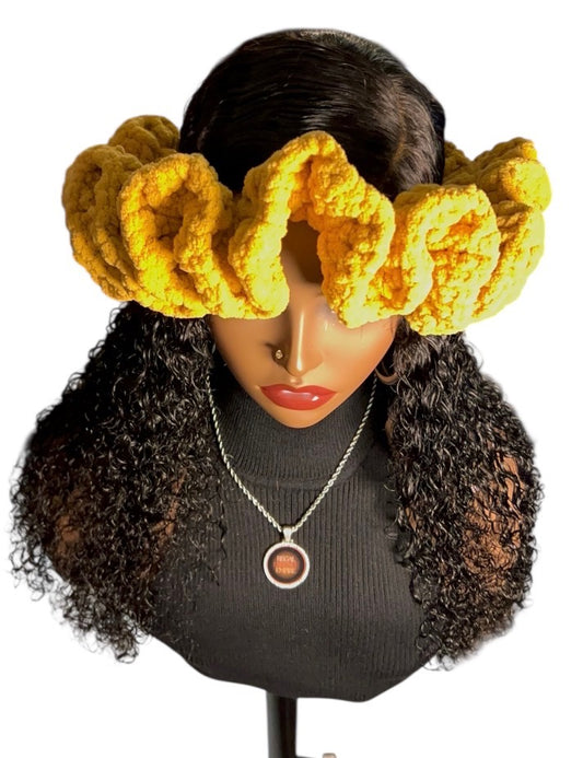 Regal Crochet Headband XL Ruffles-Yellow