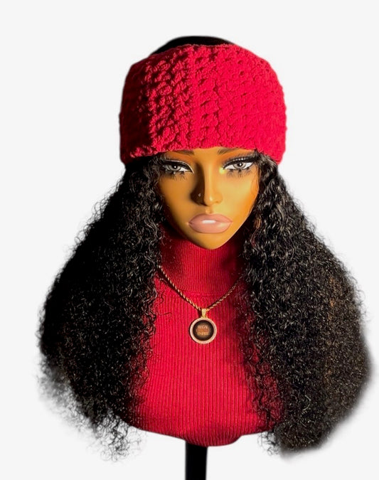 Regal Crochet Fluffy Headband (Red)