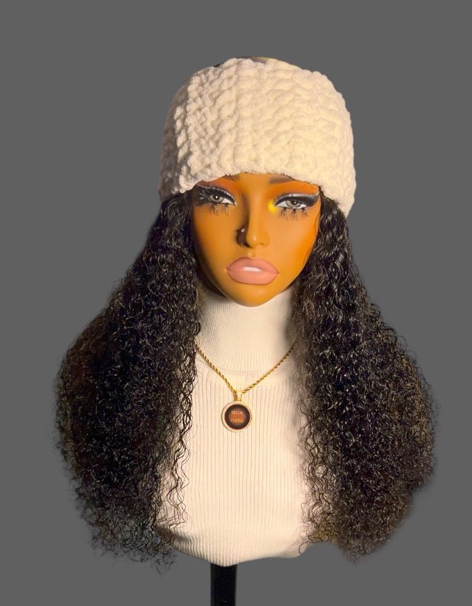 Regal Crochet Fluffy Headband (White )