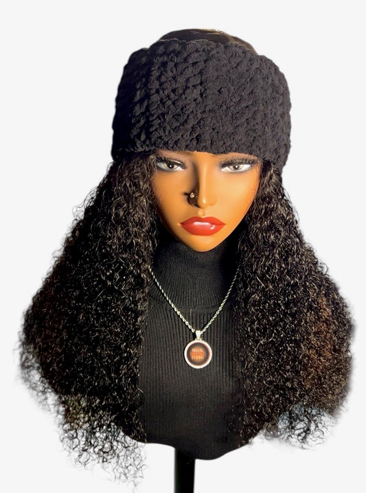 Regal Crochet Fluffy Headband (Black)