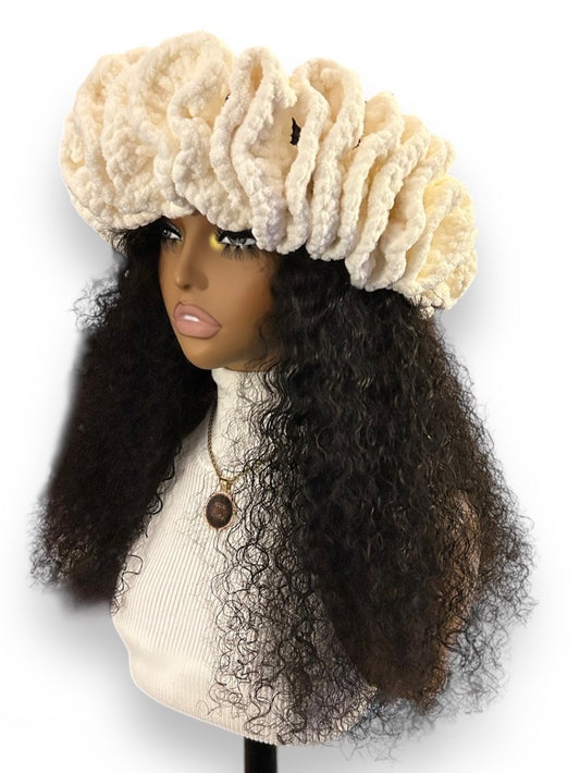 Regal Crochet Headband Xxl Ruffles-White