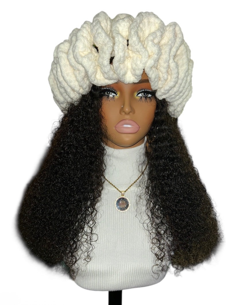 Regal Crochet Headband Xxl Ruffles-White