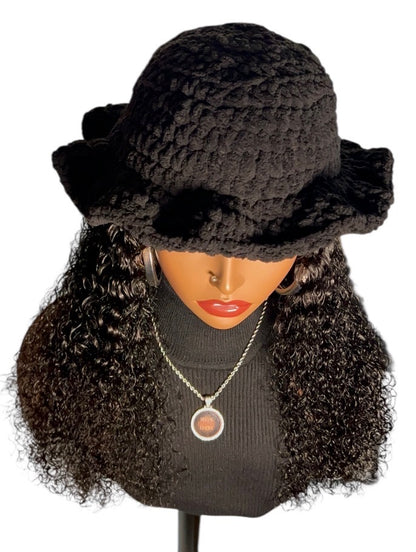 Regal Crochet Bucket Hat ( Black)